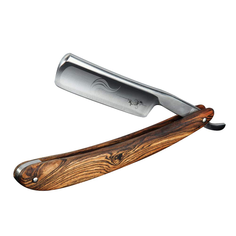 Traditional straight razor with a wooden handle